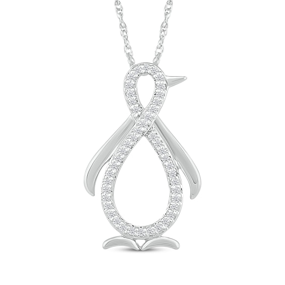 Diamond Infinity Penguin Necklace 1/8 ct tw Sterling Silver 18"