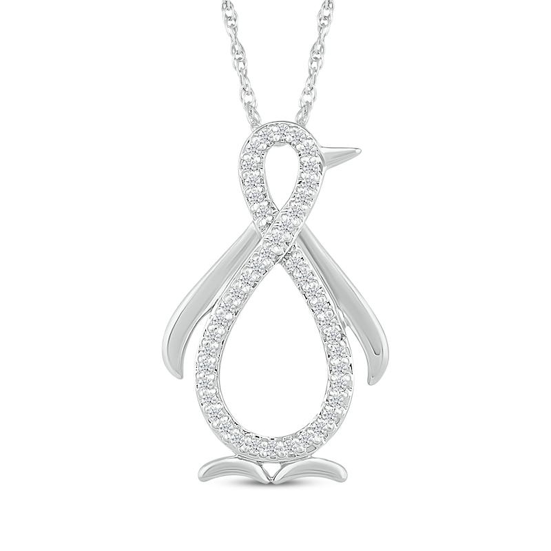 Main Image 1 of Diamond Infinity Penguin Necklace 1/8 ct tw Sterling Silver 18"