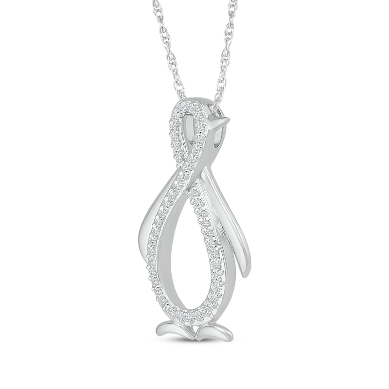 Main Image 2 of Diamond Infinity Penguin Necklace 1/8 ct tw Sterling Silver 18"