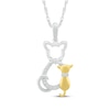 Thumbnail Image 1 of Diamond Cat & Kitten Necklace 1/20 ct tw Sterling Silver & 10K Yellow Gold 18&quot;