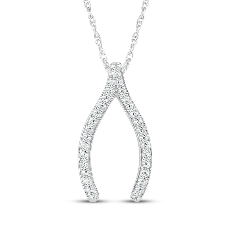 Main Image 1 of Diamond Wishbone Necklace 1/10 ct tw Sterling Silver 18"
