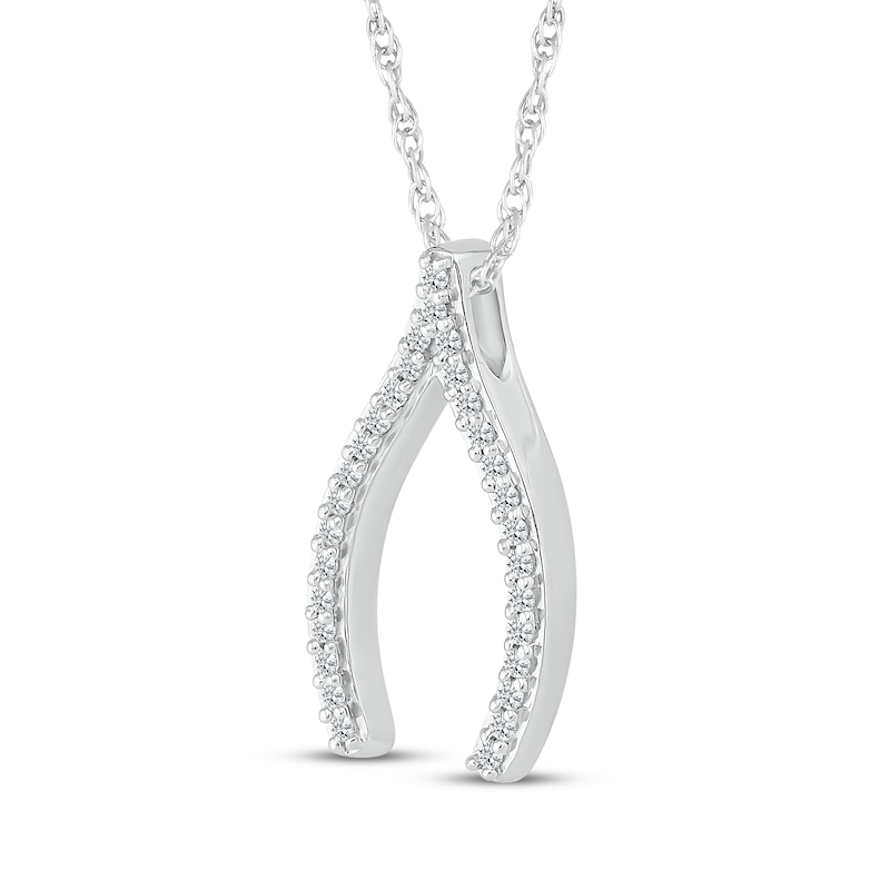 Main Image 2 of Diamond Wishbone Necklace 1/10 ct tw Sterling Silver 18"