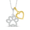 Thumbnail Image 1 of Diamond Heart & Paw Print Necklace 1/15 ct tw Sterling Silver & 10K Yellow Gold 18&quot;