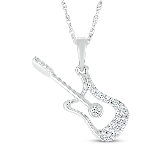 Diamond Guitar Necklace 1/8 ct tw Sterling Silver 18"