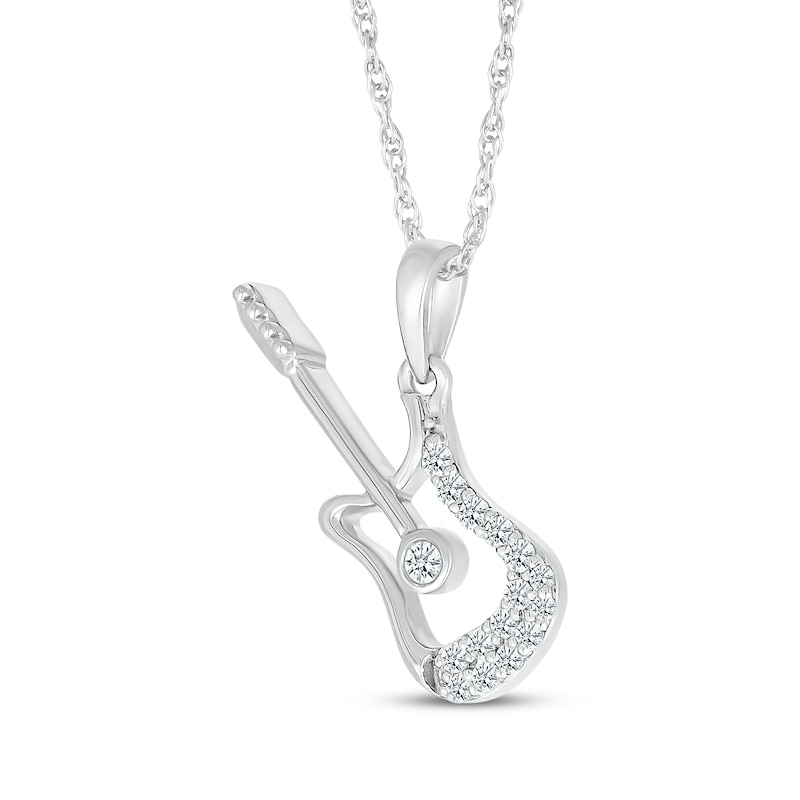 Main Image 2 of Diamond Guitar Necklace 1/8 ct tw Sterling Silver 18"