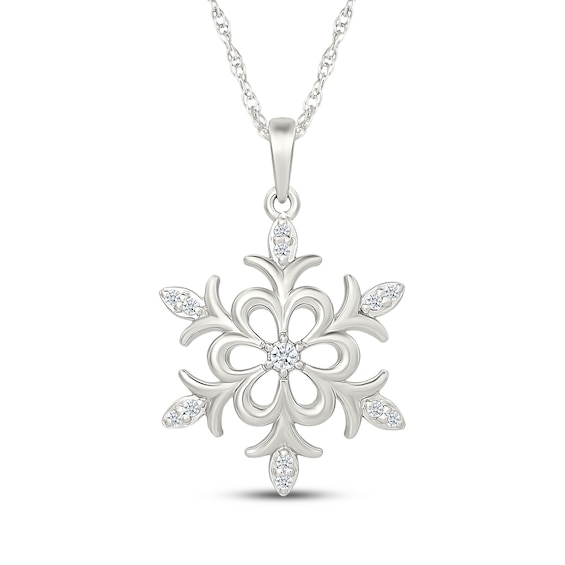 Diamond Snowflake Necklace 1/10 ct tw Sterling Silver 18"