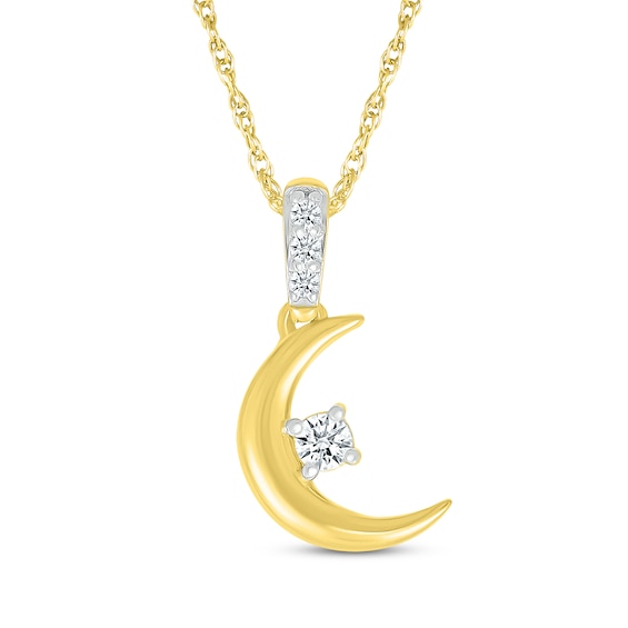 Diamond Crescent Moon Necklace 1/15 ct tw 10K Yellow Gold 18"