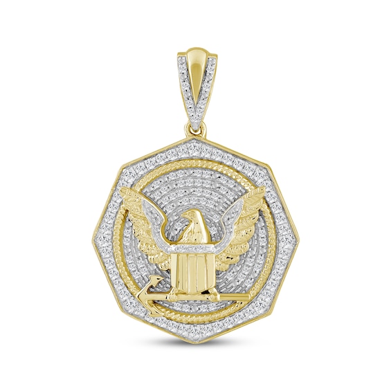Diamond Eagle Octagon Charm 1/2 ct tw 10K Yellow Gold