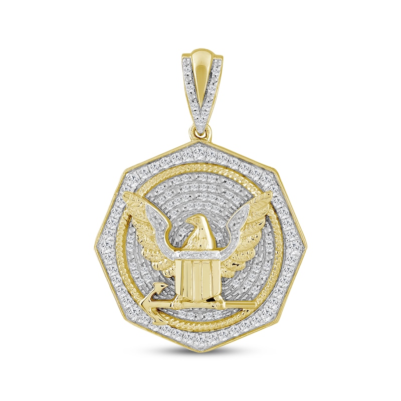 Main Image 1 of Diamond Eagle Octagon Charm 1/2 ct tw 10K Yellow Gold