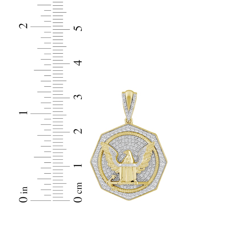 Main Image 3 of Diamond Eagle Octagon Charm 1/2 ct tw 10K Yellow Gold