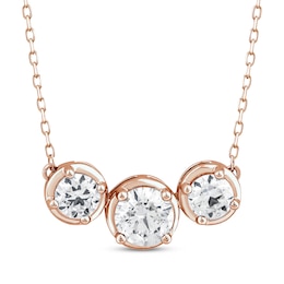 Memories Moments Magic Three-Stone Lab-Grown Diamond Necklace 1-1/2 ct tw 14K Rose Gold 18&quot;