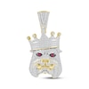Thumbnail Image 1 of Diamond & Simulated Ruby Bulldog with Crown Charm 1-1/4 ct tw 10K Yellow Gold