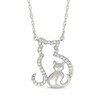 Thumbnail Image 1 of Diamond Cat & Kitten Necklace 1/6 ct tw Sterling Silver 18&quot;