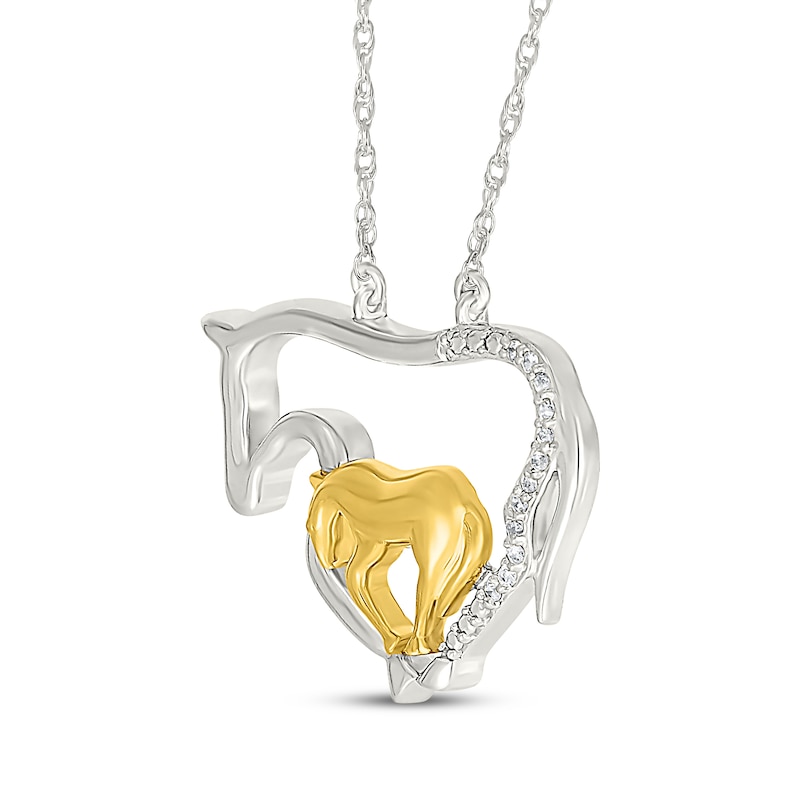 Main Image 2 of Diamond Horse & Colt Necklace 1/20 ct tw Sterling Silver & 10K Yellow Gold 18&quot;