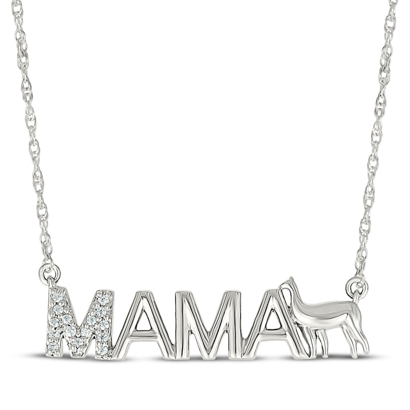 Main Image 1 of Diamond &quot;Mama&quot; Llama Necklace 1/20 ct tw Sterling Silver 18&quot;