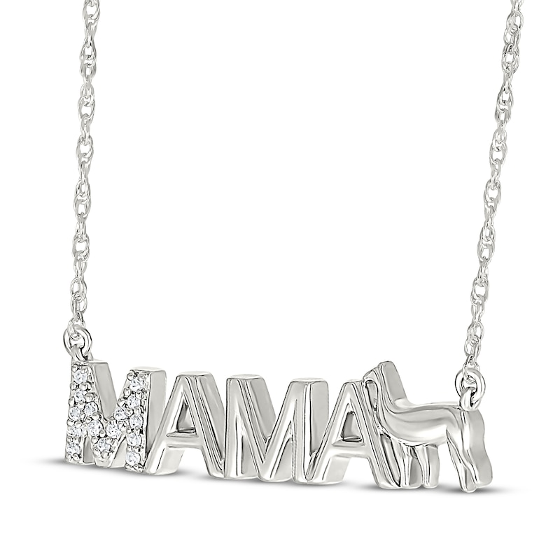 Main Image 2 of Diamond &quot;Mama&quot; Llama Necklace 1/20 ct tw Sterling Silver 18&quot;