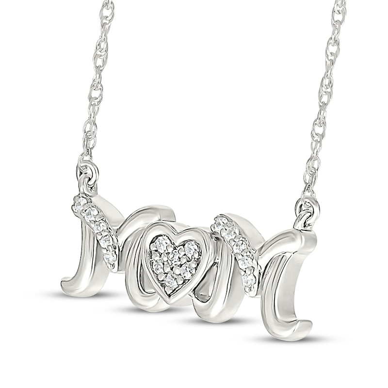 Main Image 2 of Diamond &quot;Mom&quot; Heart Necklace 1/15 ct tw Sterling Silver 18&quot;