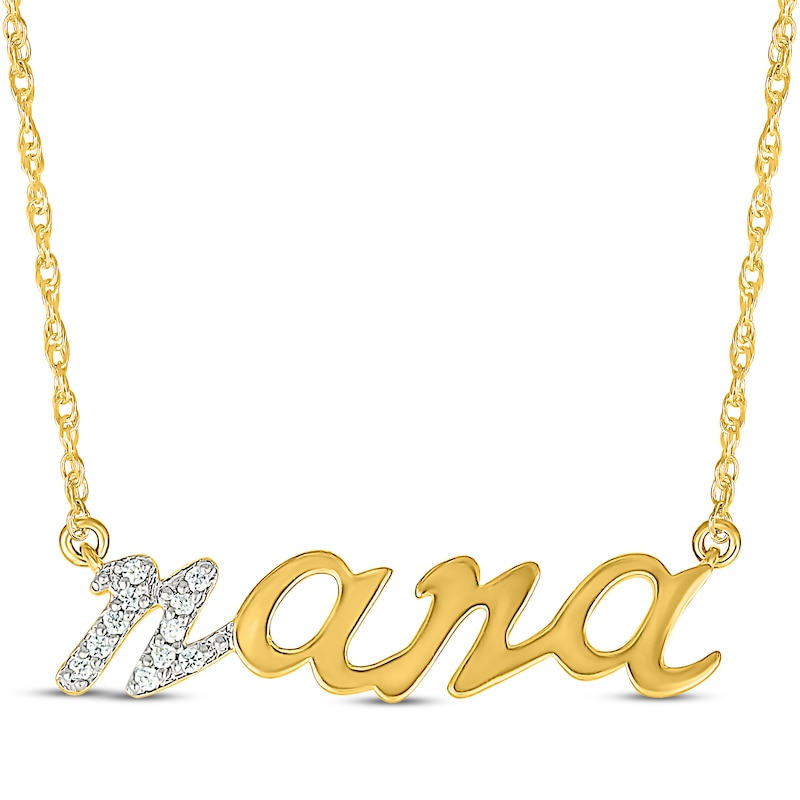Main Image 1 of Diamond &quot;Nana&quot; Necklace 1/20 ct tw 10K Yellow Gold 18&quot;