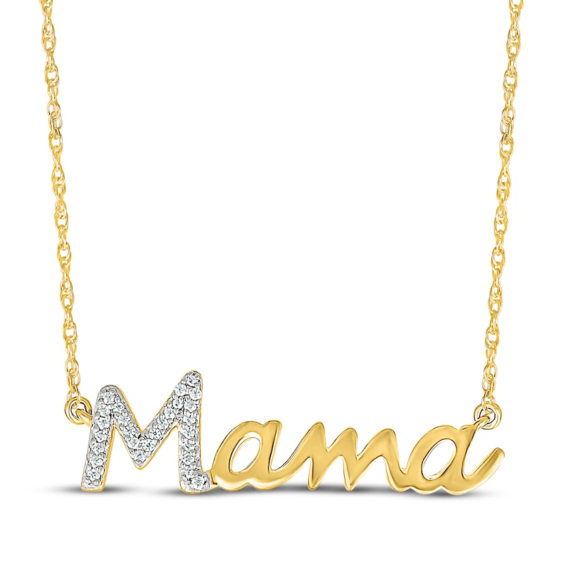Main Image 1 of Diamond &quot;Mama&quot; Script Necklace 1/20 ct tw 10K Yellow Gold 18&quot;