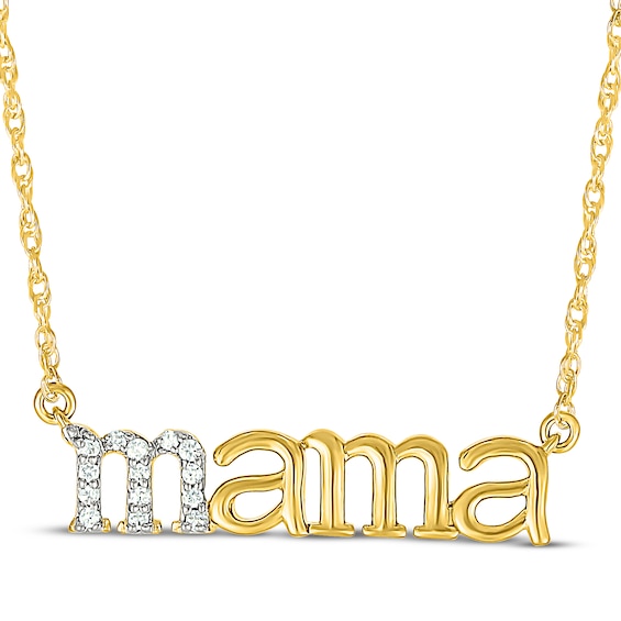 Diamond "Mama" Necklace 1/20 ct tw 10K Yellow Gold 18"
