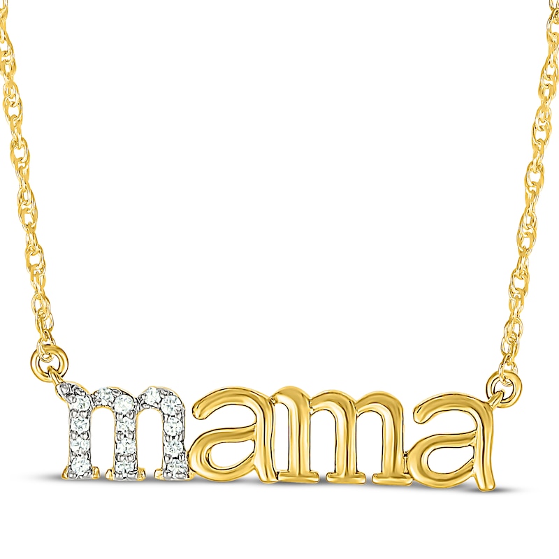 Main Image 1 of Diamond "Mama" Necklace 1/20 ct tw 10K Yellow Gold 18"