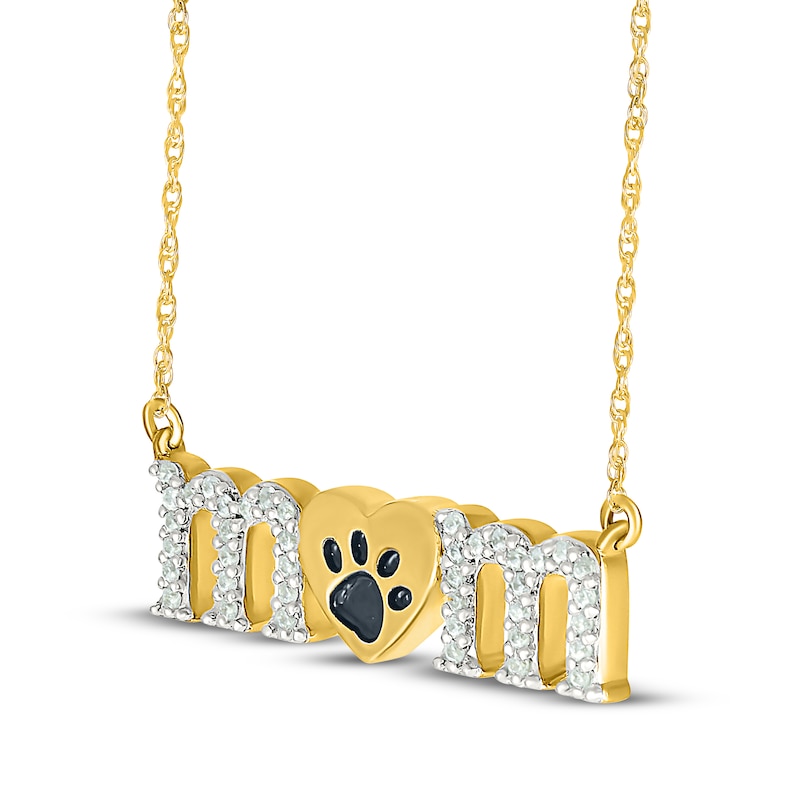 Main Image 2 of Diamond "Mom" Paw Print Heart Necklace 1/10 ct tw 10K Yellow Gold 18"