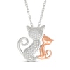 Thumbnail Image 1 of Diamond Mother Cat & Kitten Necklace 1/10 ct tw Sterling Silver & 10K Rose Gold 18&quot;