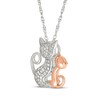 Thumbnail Image 2 of Diamond Mother Cat & Kitten Necklace 1/10 ct tw Sterling Silver & 10K Rose Gold 18&quot;