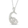 Thumbnail Image 2 of Diamond Crescent Moon Mother Cat & Kitten Necklace 1/20 ct tw Sterling Silver 18&quot;