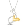 Thumbnail Image 1 of Diamond Mother Deer & Fawn Necklace 1/8 ct tw Sterling Silver & 10K Yellow Gold 18"