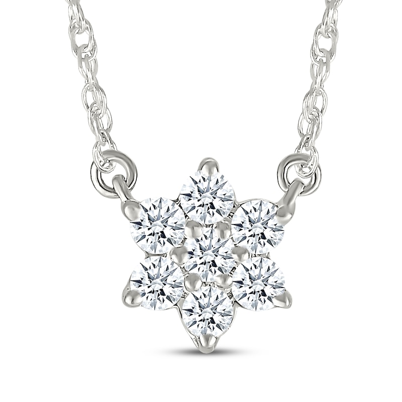 Main Image 1 of Multi-Diamond Flower Necklace 1/5 ct tw 10K White Gold 18&quot;