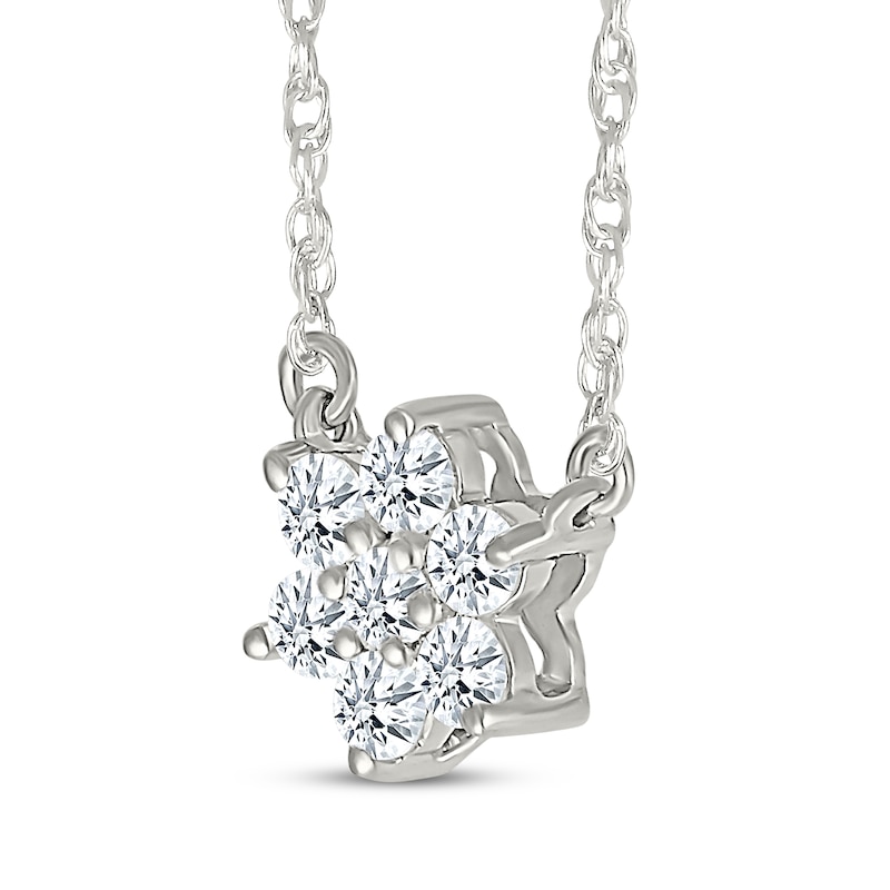 Main Image 2 of Multi-Diamond Flower Necklace 1/5 ct tw 10K White Gold 18&quot;