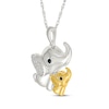 Thumbnail Image 2 of Mother & Baby Elephant Diamond Accent Necklace Sterling Silver & 10K Yellow Gold 18&quot;