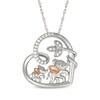Thumbnail Image 1 of Diamond Elephants Tilted Heart Necklace 1/10 ct tw Sterling Silver & 10K Rose Gold 18"