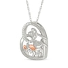 Thumbnail Image 2 of Diamond Elephants Tilted Heart Necklace 1/10 ct tw Sterling Silver & 10K Rose Gold 18"