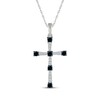 Thumbnail Image 1 of Black & White Diamond Cross Necklace 1/4 ct tw Sterling Silver 18&quot;