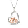 Thumbnail Image 1 of Diamond Foxes Tilted Heart Necklace 1/15 ct tw Sterling Silver & 10K Rose Gold 18&quot;