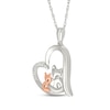 Thumbnail Image 2 of Diamond Accent Foxes Tilted Heart Necklace Sterling Silver & 10K Rose Gold 18&quot;