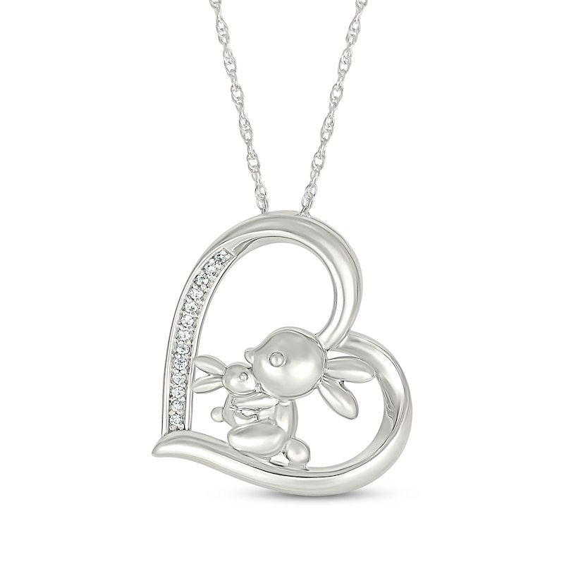 Main Image 1 of Diamond Bunnies Tilted Heart Necklace 1/20 ct tw Sterling Silver 18&quot;