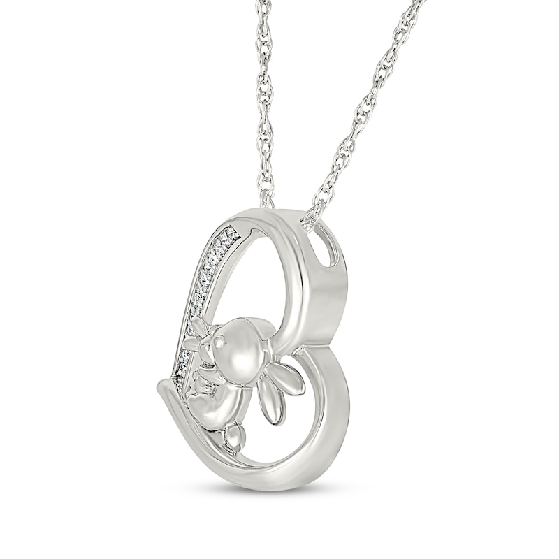 Main Image 2 of Diamond Bunnies Tilted Heart Necklace 1/20 ct tw Sterling Silver 18&quot;