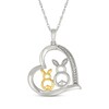 Thumbnail Image 1 of Diamond Accent Bunnies Tilted Heart Necklace Sterling Silver & 10K Yellow Gold 18&quot;