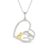 Thumbnail Image 1 of Diamond Lions Tilted Heart Necklace 1/20 ct tw Sterling Silver & 10K Yellow Gold 18&quot;