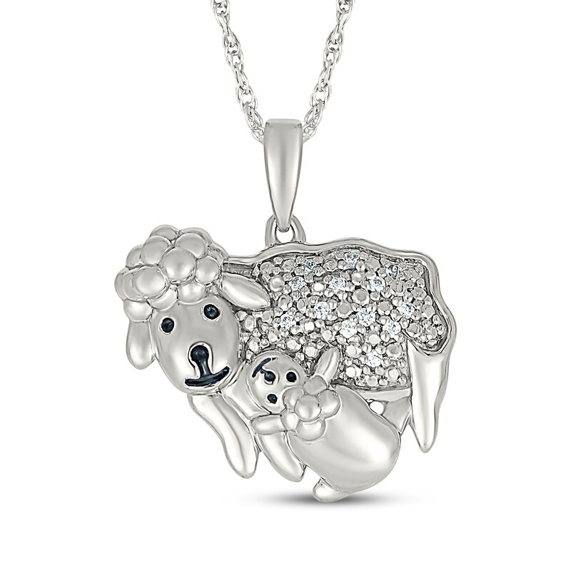 Main Image 1 of Diamond Sheep Necklace 1/20 ct tw Sterling Silver 18&quot;
