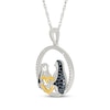 Thumbnail Image 2 of Black & White Diamond Penguins Necklace 1/10 ct tw Sterling Silver & 10K Yellow Gold 18&quot;