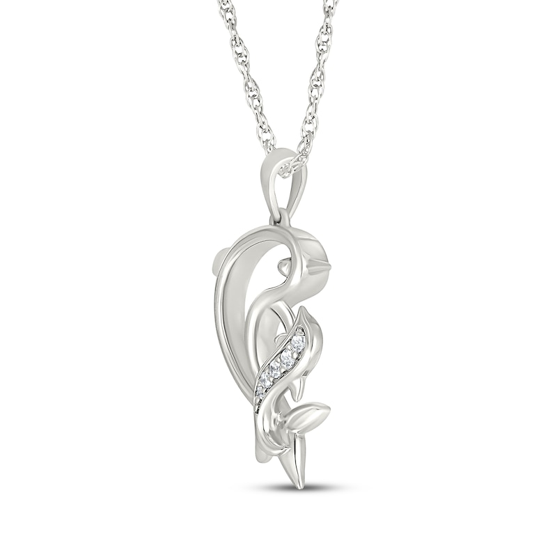 Main Image 2 of Diamond Dolphins Necklace 1/20 ct tw Sterling Silver 18&quot;