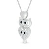 Thumbnail Image 2 of Black & White Diamond Stacked Owl & Hearts Necklace 1/10 ct tw Sterling Silver 18&quot;