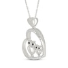 Thumbnail Image 2 of Black & White Diamond Heart Owls Necklace 1/10 ct tw Sterling Silver 18&quot;