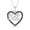 Thumbnail Image 1 of Black & White Diamond "Mom" Heart with Flower Necklace 1/10 ct tw Sterling Silver 18"