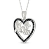 Thumbnail Image 2 of Black & White Diamond "Mom" Heart with Flower Necklace 1/10 ct tw Sterling Silver 18"