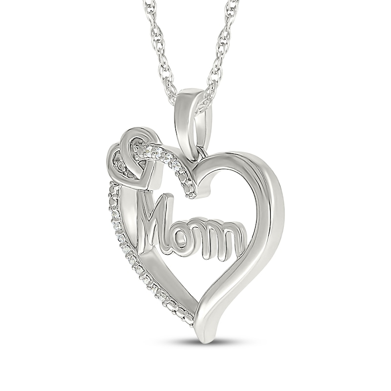 Main Image 2 of Diamond &quot;Mom&quot; Heart Necklace 1/20 ct tw Sterling Silver 18&quot;